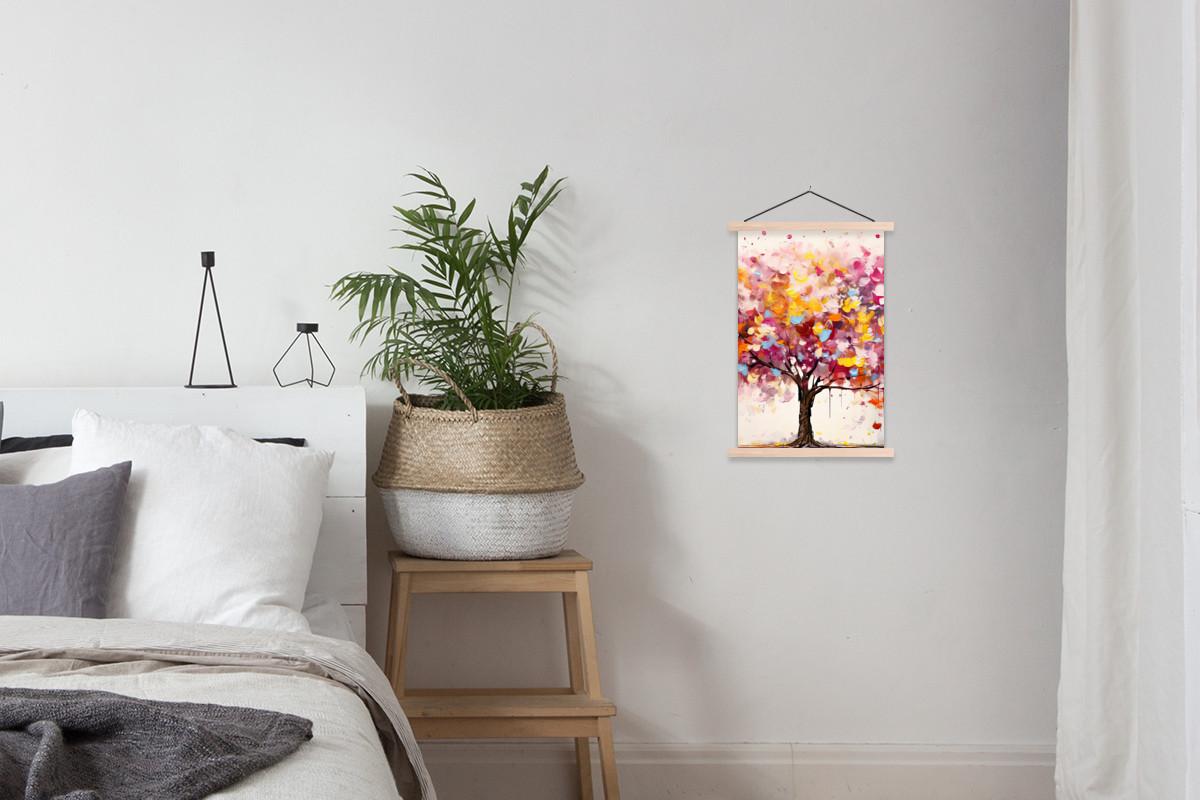POSTER MIT MAGNETLEISTEN Aquarell - Baum - Kunst - Abstrakt Deko Wohnzimmer 40x60 cm - Multicolor, Textil (40/60/0.15cm) - MuchoWow
