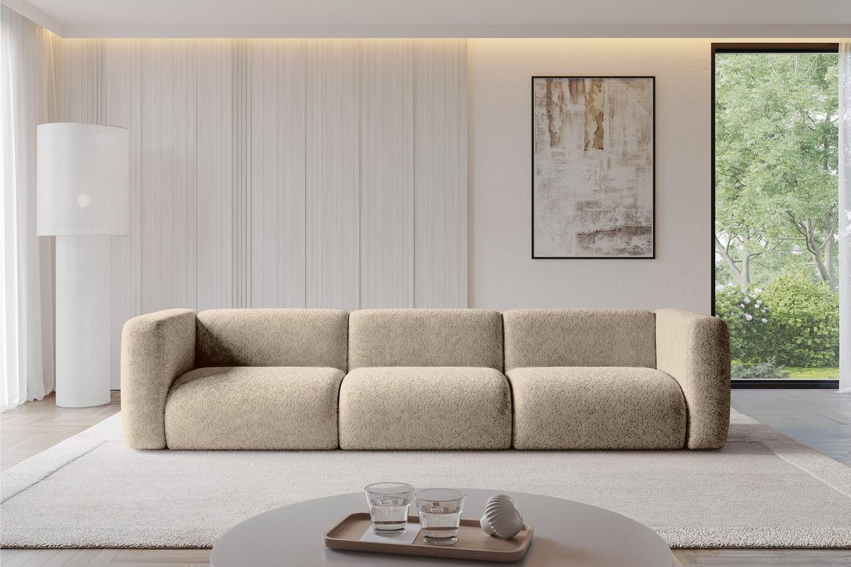 MODULARES Sofa 3-SITZER MIRA-S2 319x89x70 Braun cm Velours - Schwarz/Braun, Holzwerkstoff/Kunststoff (319/70/89cm) - ALTDECOR