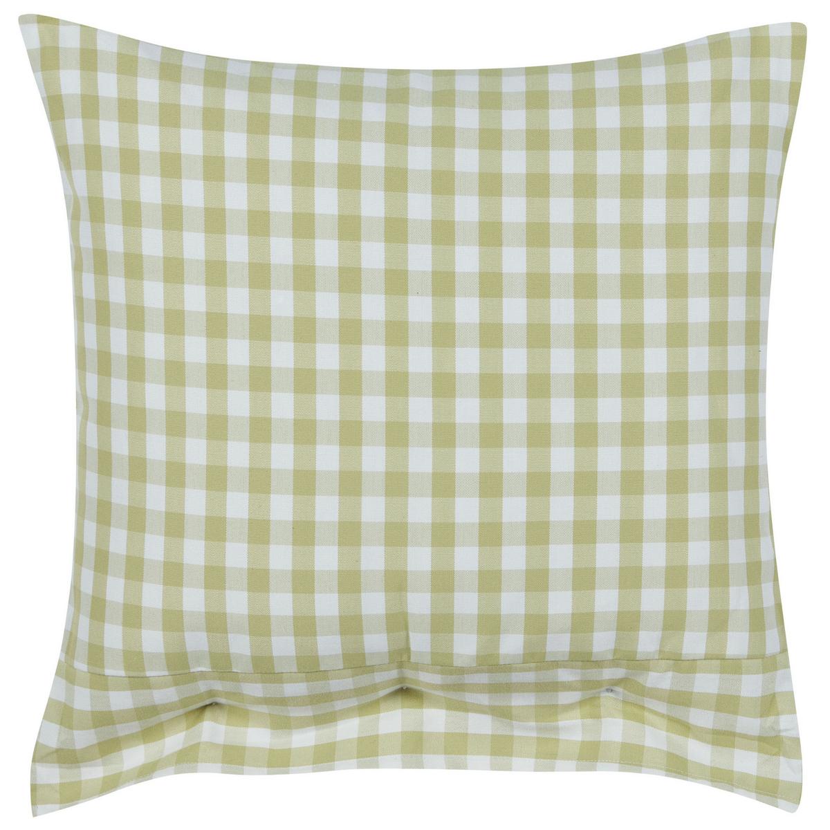 DEKOKISSEN 2er-Set Olivgrün 45/45 cm Talya - Weiß/Braun, Textil (45/45cm) - Beliani