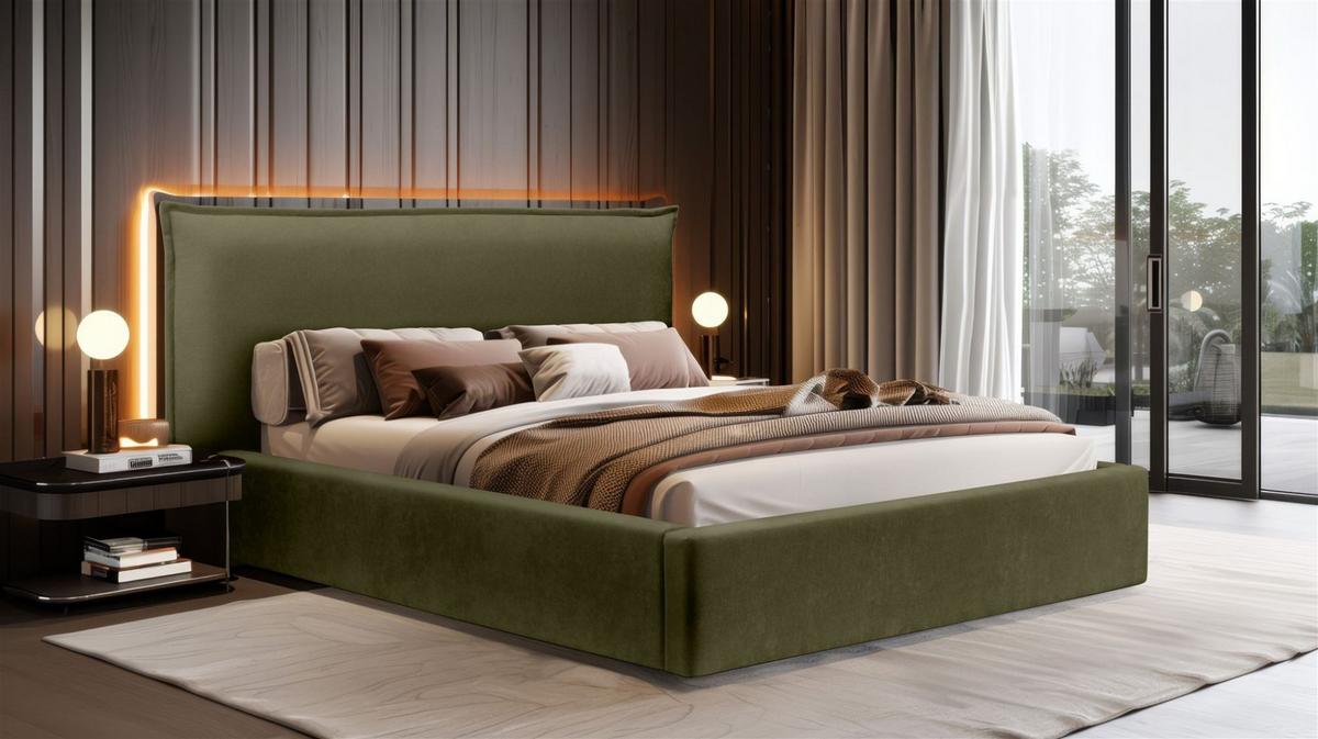 POLSTERBETT Amada Komplettset - Grün, Holzwerkstoff/Textil (180/200cm) - Fun Möbel