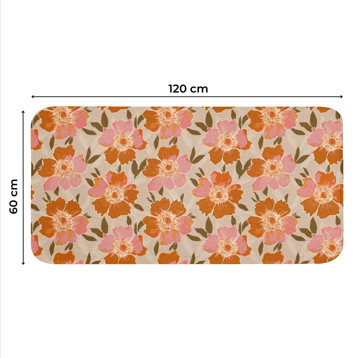 WC-VORLEGER Blumen - Motiv - Retro WC Teppich 120x60 cm - Multicolor, Textil (120/1cm) - OnlyWow