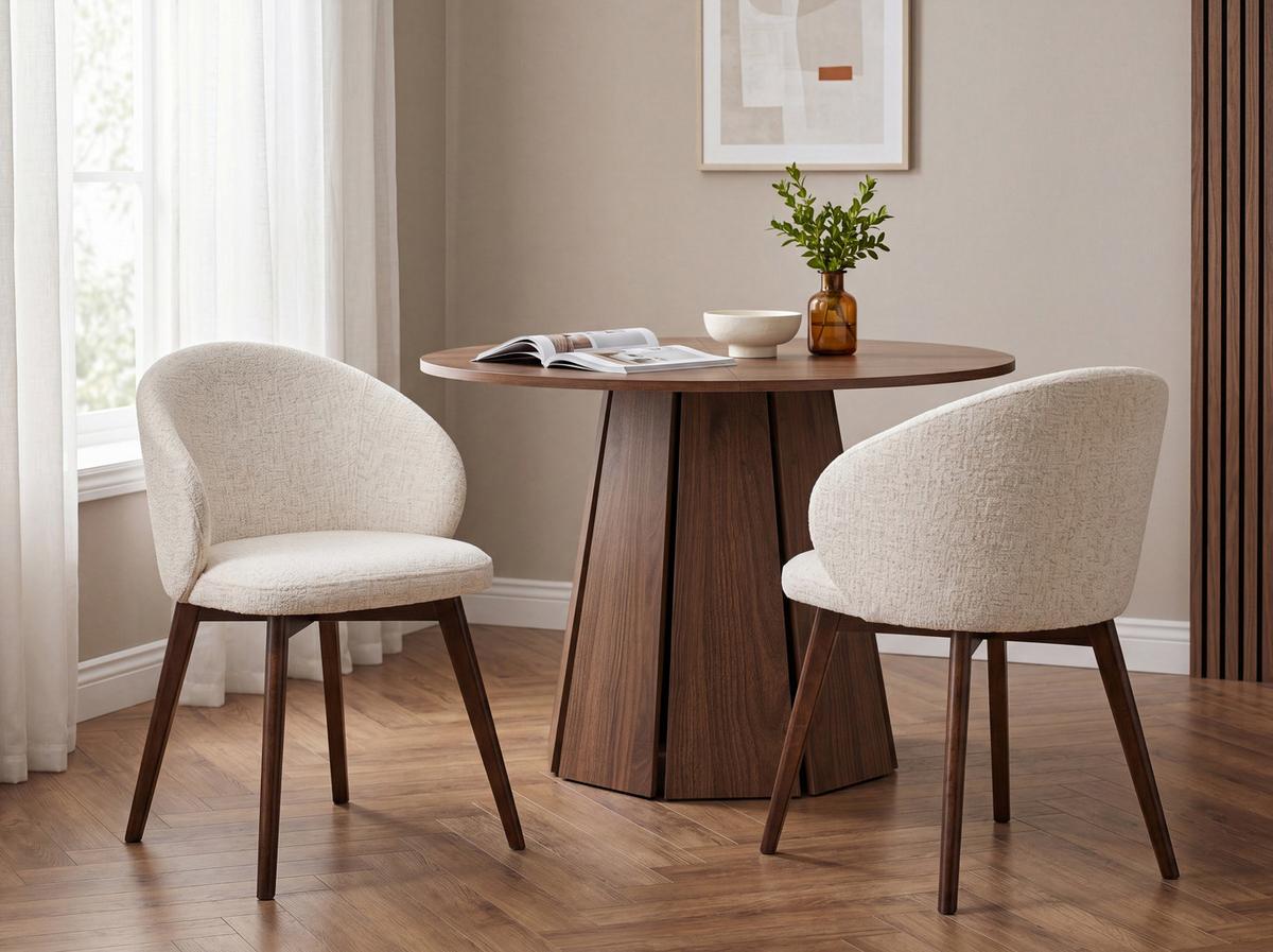 ESSZIMMERSTUHL MELIE 2er Set in Creme Chenille mit Dunkelbraunen Buchenholzbeinen 54/49/82 cm - Dunkelbraun/Creme, Holz/Textil (54/82/49cm) - WFL GROUP
