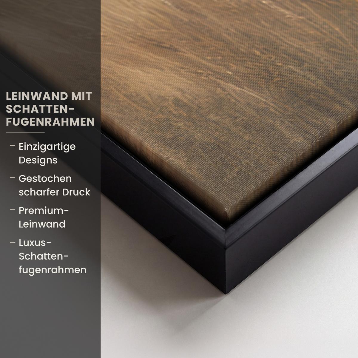 LEINWAND Bilder mit Rahmen - Gras - Morgennebel - Kreuz - Christentum - 90x90 - Beige, Textil (90/90cm) - MuchoWow