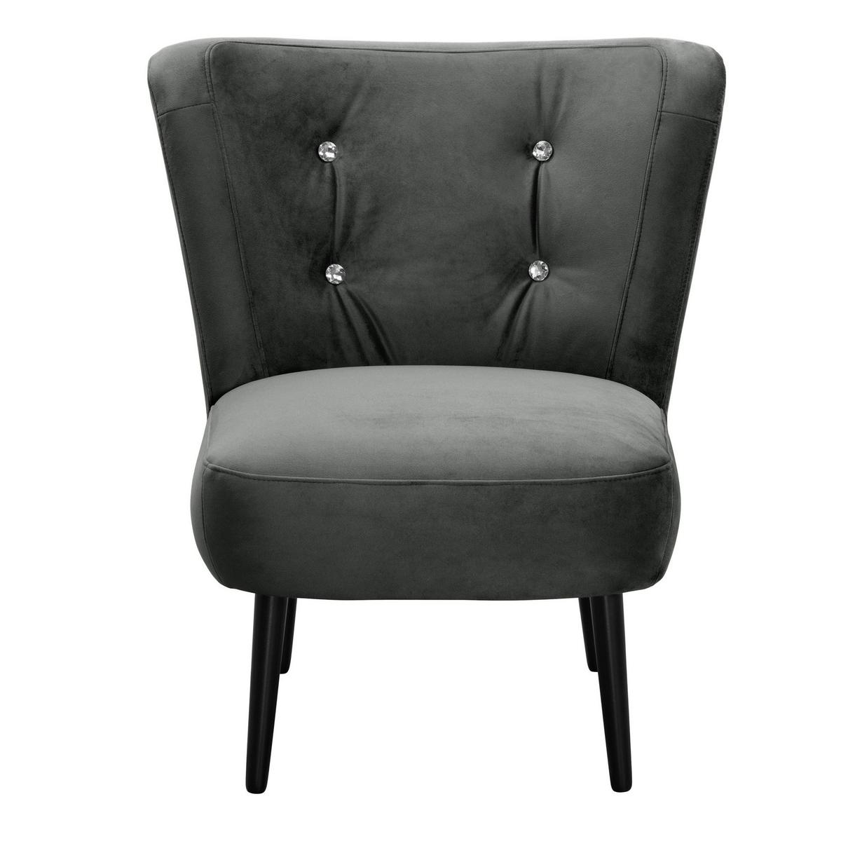 COCKTAILSESSEL Kayleigh Samtvelours graphit - Graphitfarben, Kunststoff (68/80/69cm) - 58aufmkessel