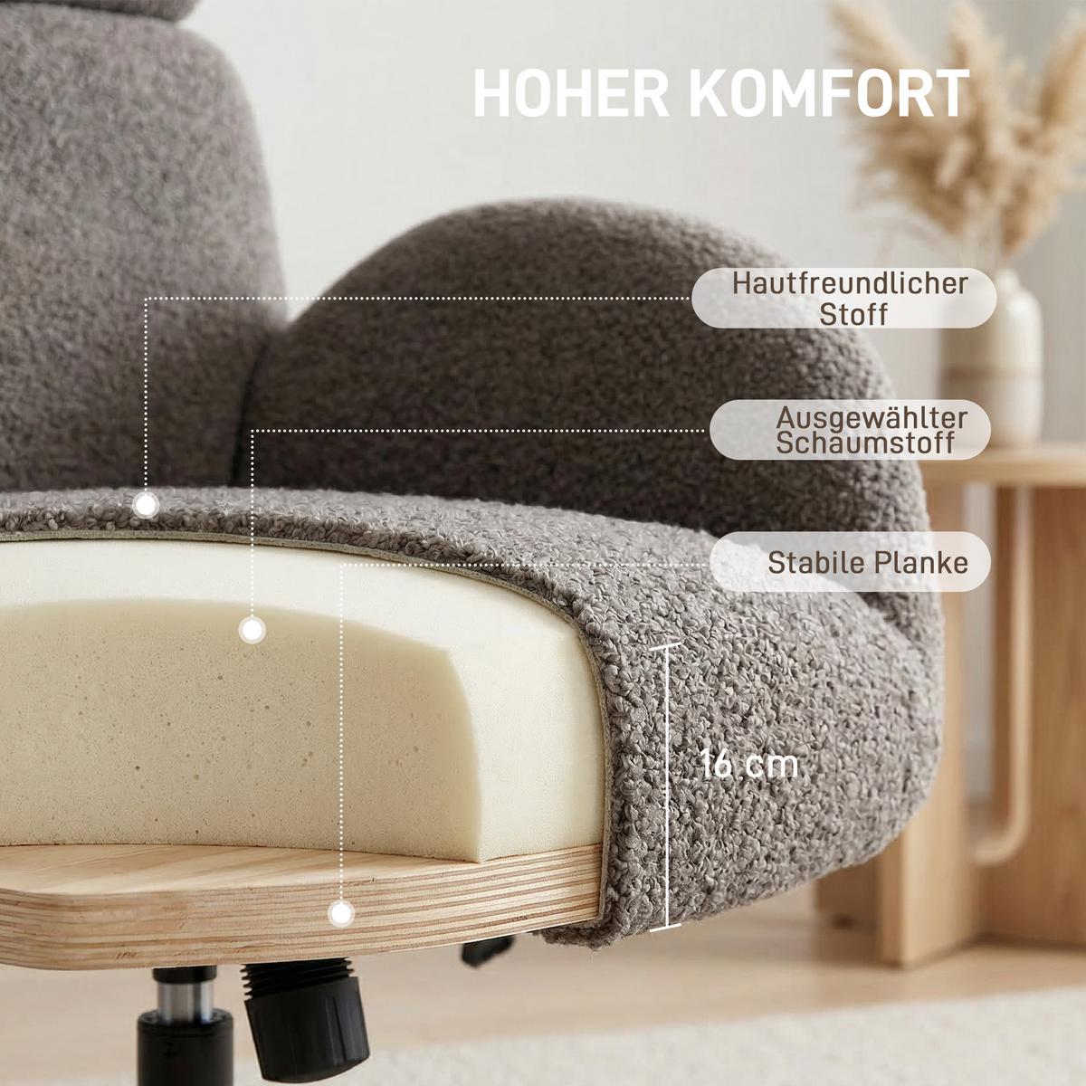 RELAXSESSEL mit Hocker Polyester Grau - Schwarz/Grau, Textil/Metall (70/108/71cm) - HOMCOM