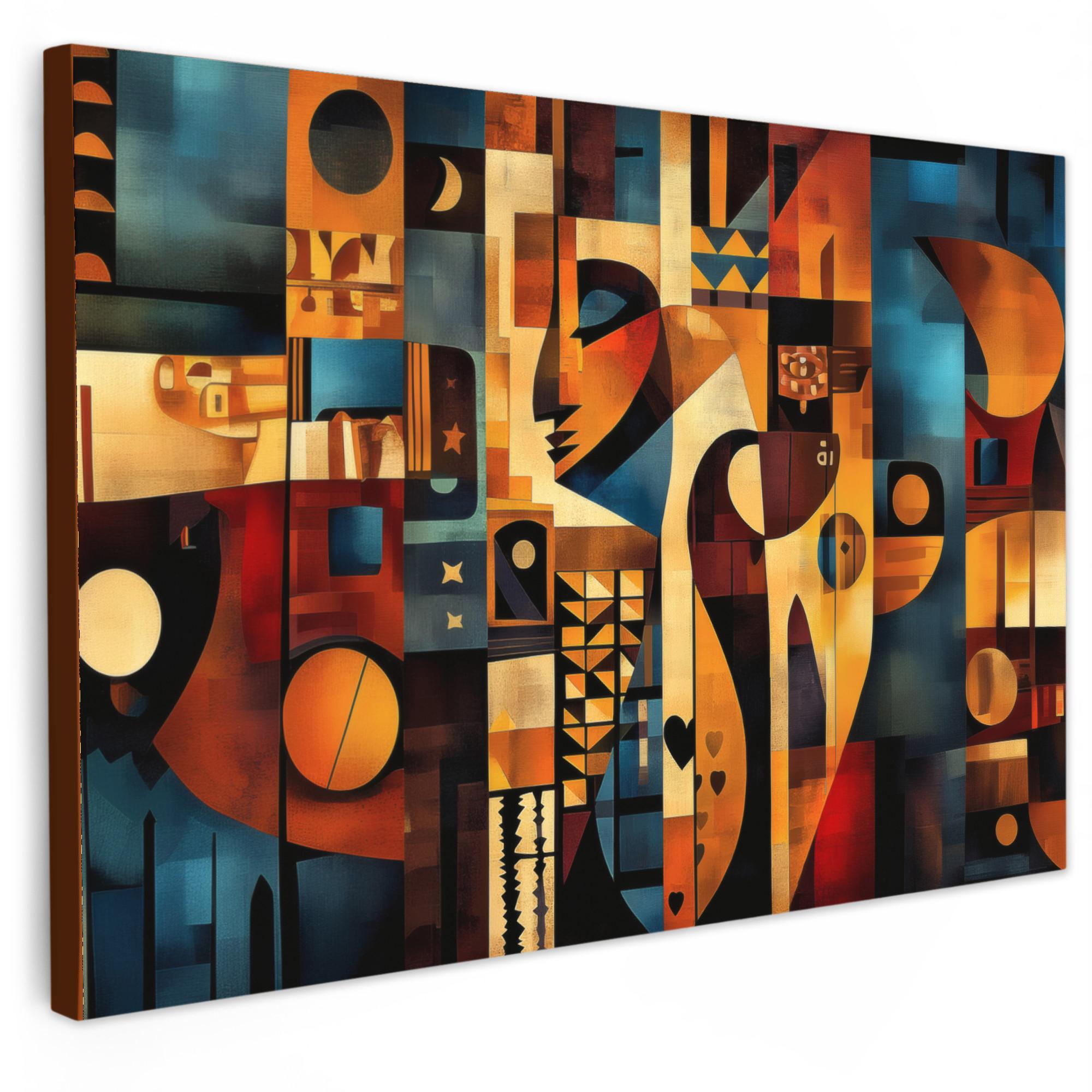 LEINWANDBILD Figuren - Abstrakt - Symbole Deko Schlafzimmer 30x20 cm - Terracotta, Textil (30/20cm) - MuchoWow