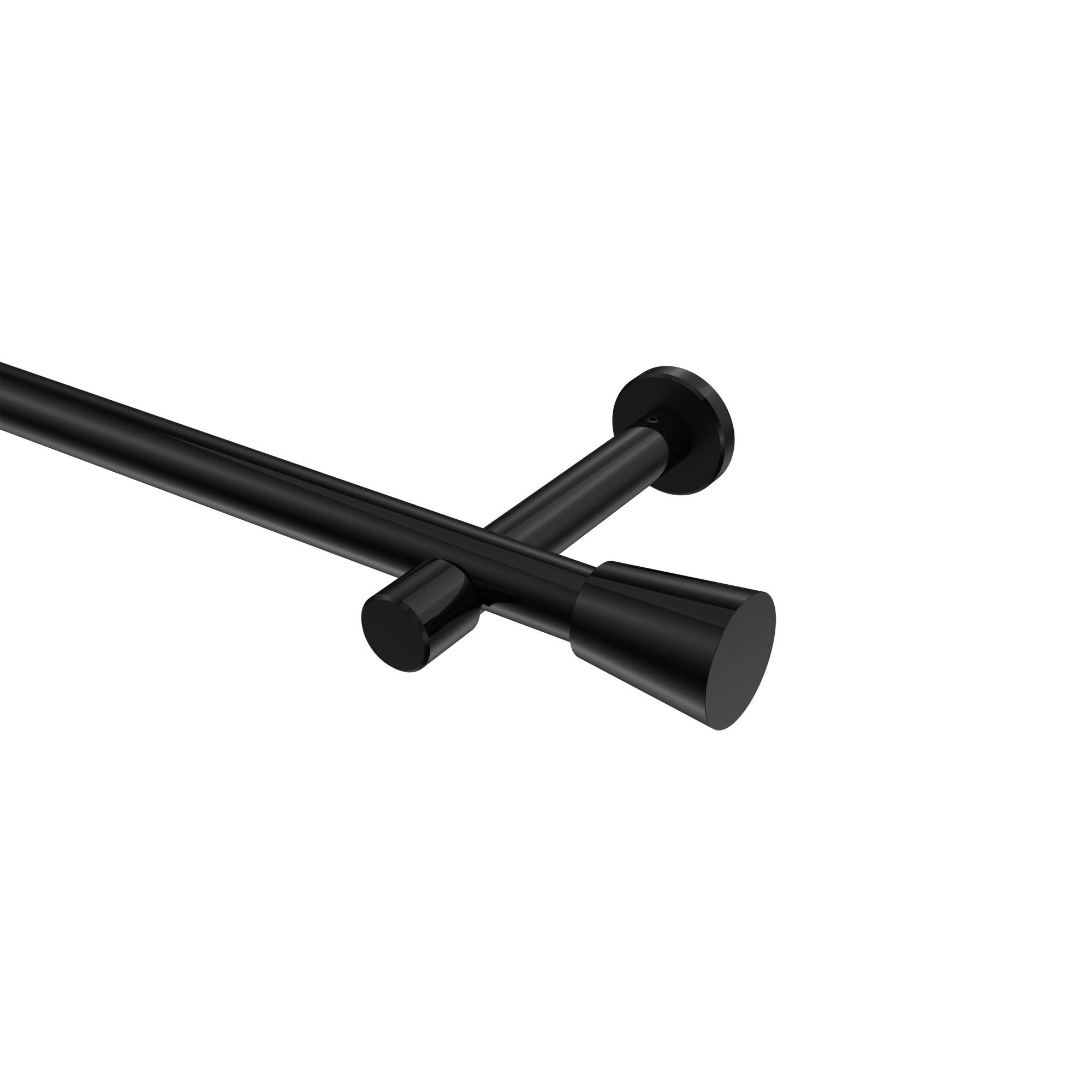 GARDINENSTANGE Prestige Sitra 600 cm (geteilt in 3 x 200 cm), 1-läufig (ohne Ringe), 20 mm Ø Schwarz - Schwarz, Metall (600cm) - INTERDECO