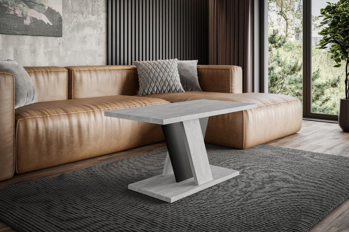 KAFFEETISCH 110x70x60 cm - Betonoptik K350 / Schwarz - INEY - Schwarz, Holzwerkstoff (110/70/60cm) - ALTDECOR