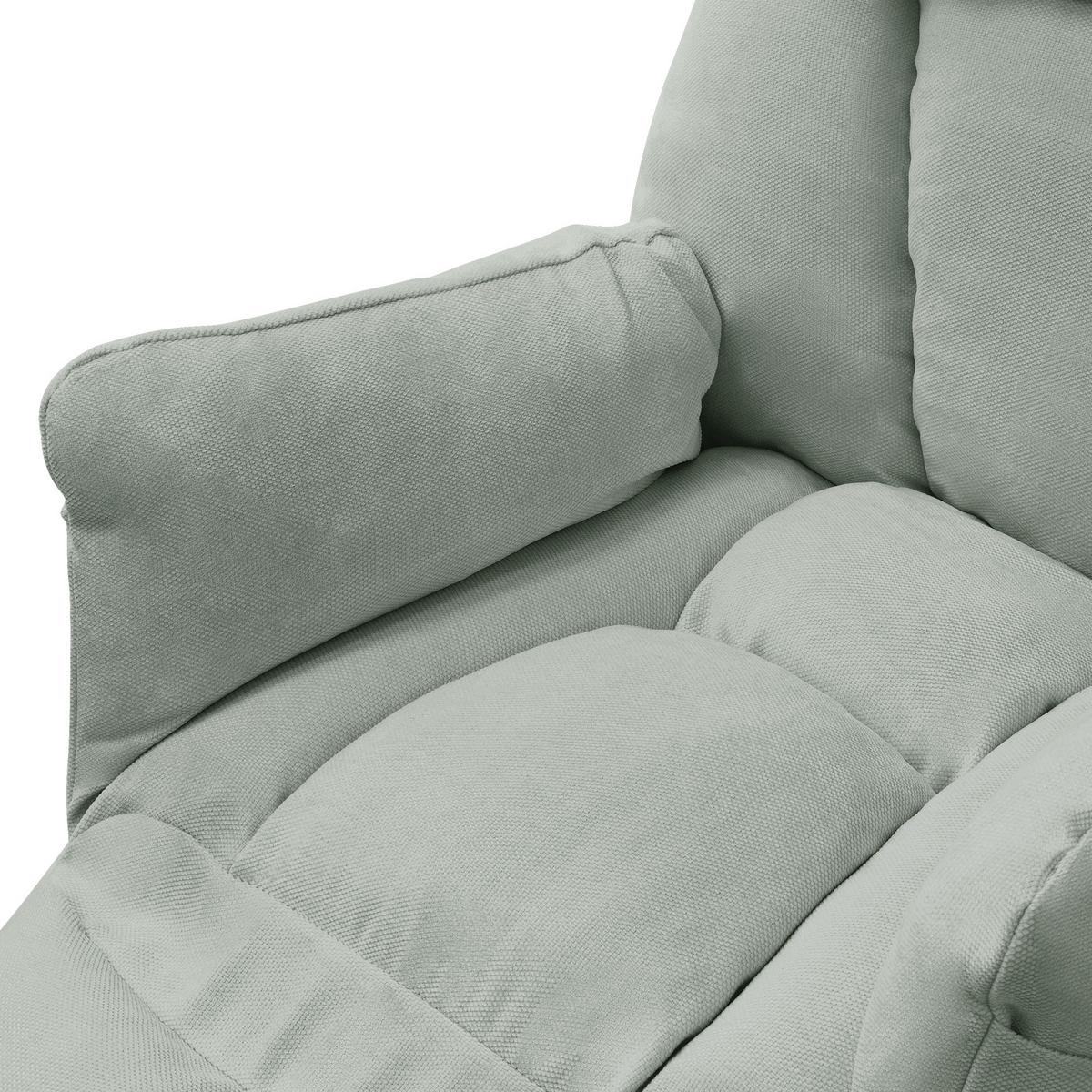 SESSEL mit Liegefunktion Grau-Grün Leinenbezug Relaxsessel verstellbar für Wohnzimmer - Schwarz/Hellgrün, Textil/Metall (85/102/82cm) - ML-DESIGN