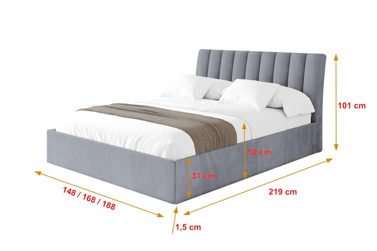POLSTERBETT mit Bettkasten und Lattenrost, Bett mit Matratze H3/H4 - ILAN 160x200 Grau - Grau, Holzwerkstoff/Textil (160/200cm) - ALTDECOR