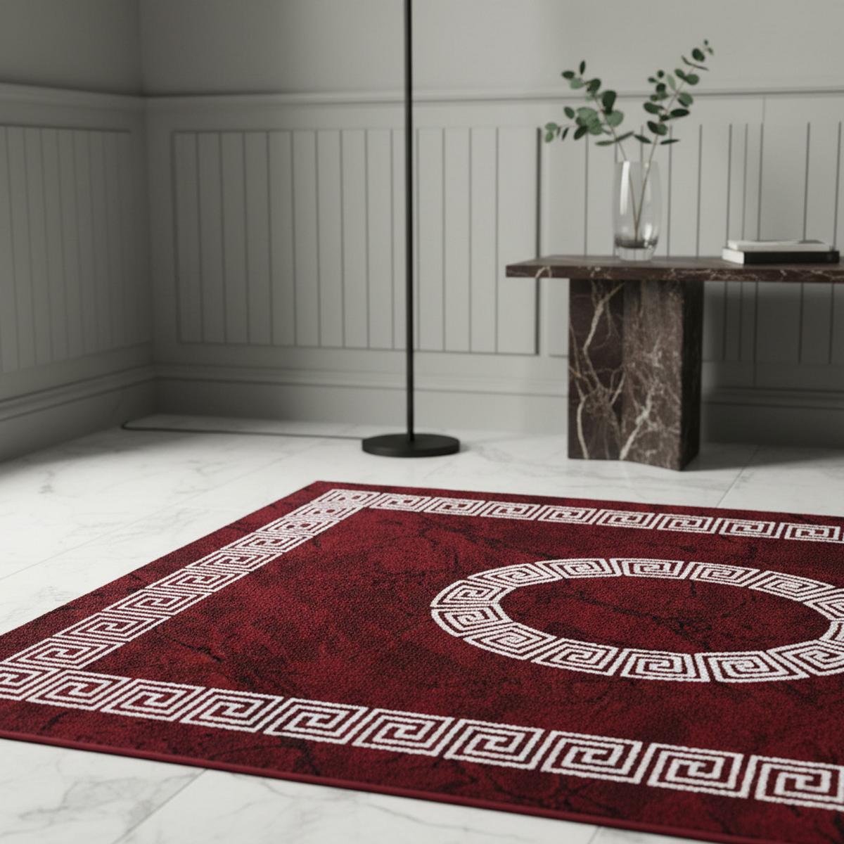 KURZFLORTEPPICH INN, mit Mäander-Muster, Rot, 120 x 170 cm - Rot, Textil (120/170cm) - KADIMA DESIGN