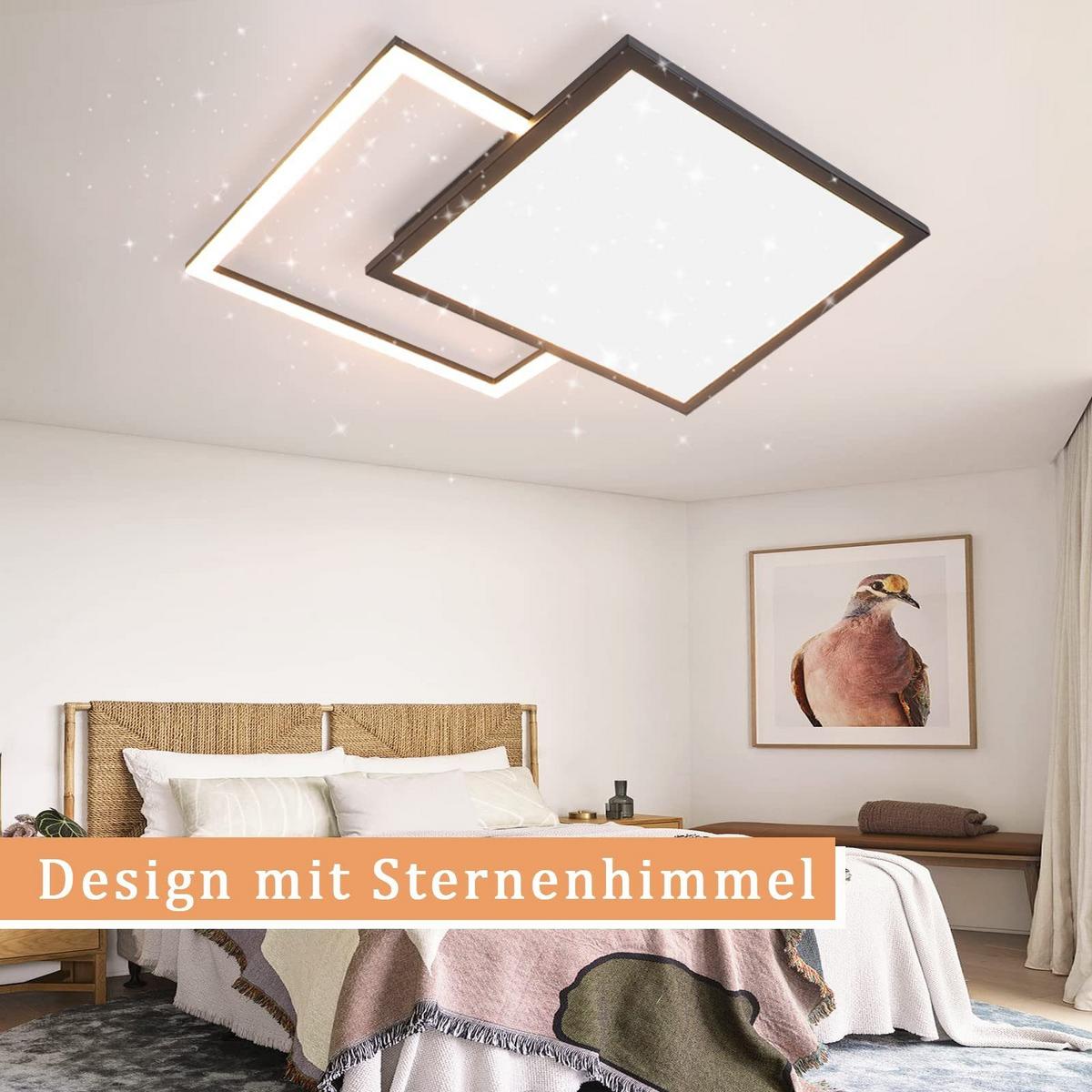 LED-DECKENLEUCHTE Zelmar 53/53/4.5 cm - Schwarz, Kunststoff (53/53/4.5cm) - ZMH