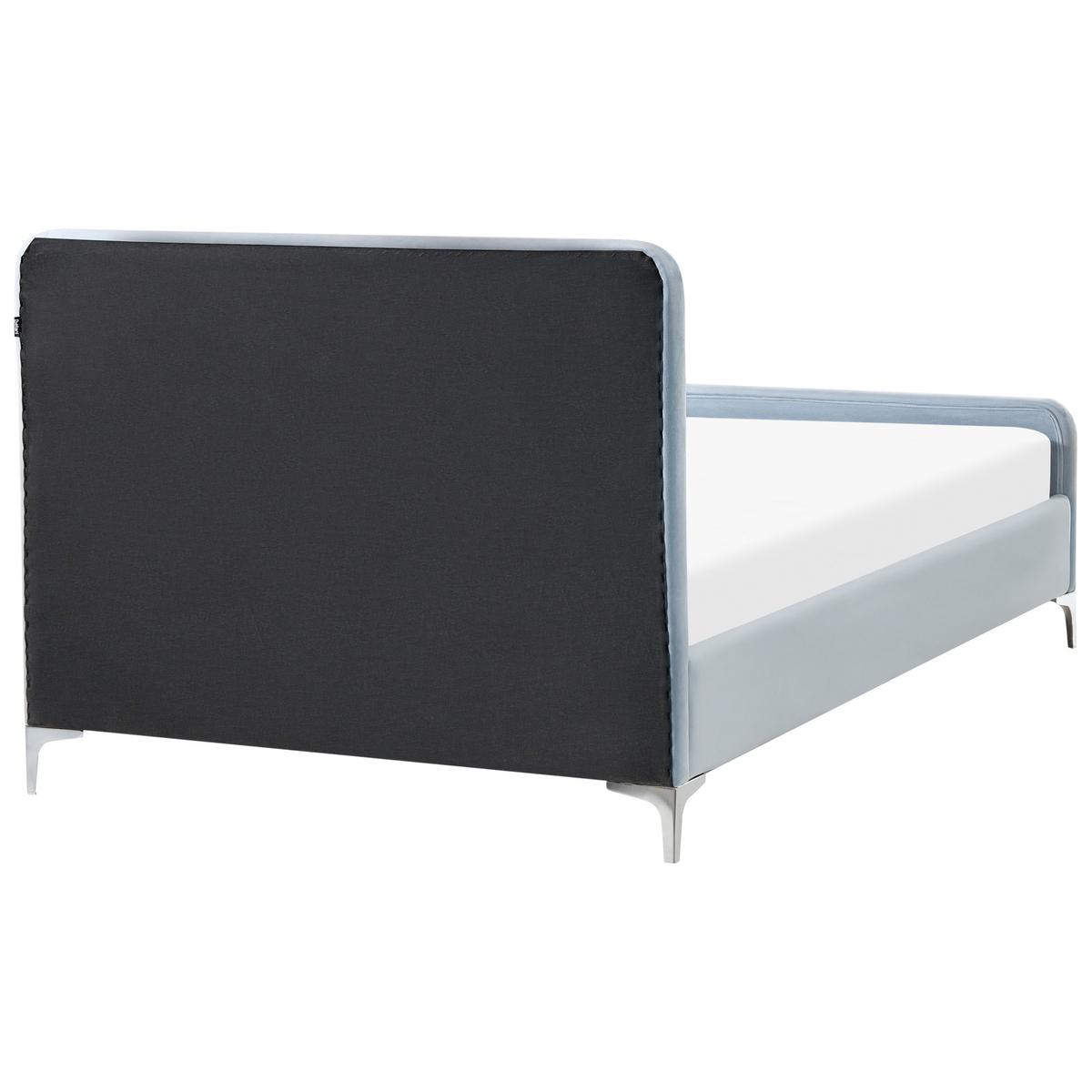 BETT mit Lattenrost 120/200 cm Hellblau Lunan - Blau/Silberfarben, Textil (120/200cm) - Beliani