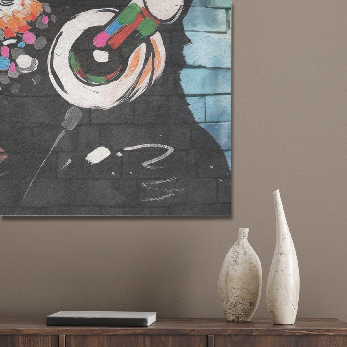 AKUSTIKBILD Affe - Graffiti - Musik Wandbilder 60x80 cm - Multicolor, Kunststoff (60/80/0.9cm) - MuchoWow