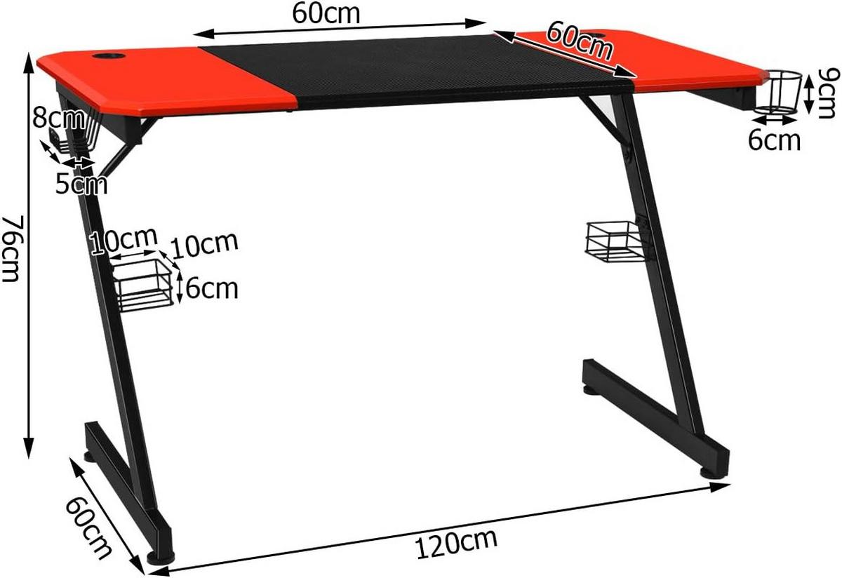 COMPUTERTISCH Rot - Multicolor, Holzwerkstoff (60/120/76cm) - COSTWAY
