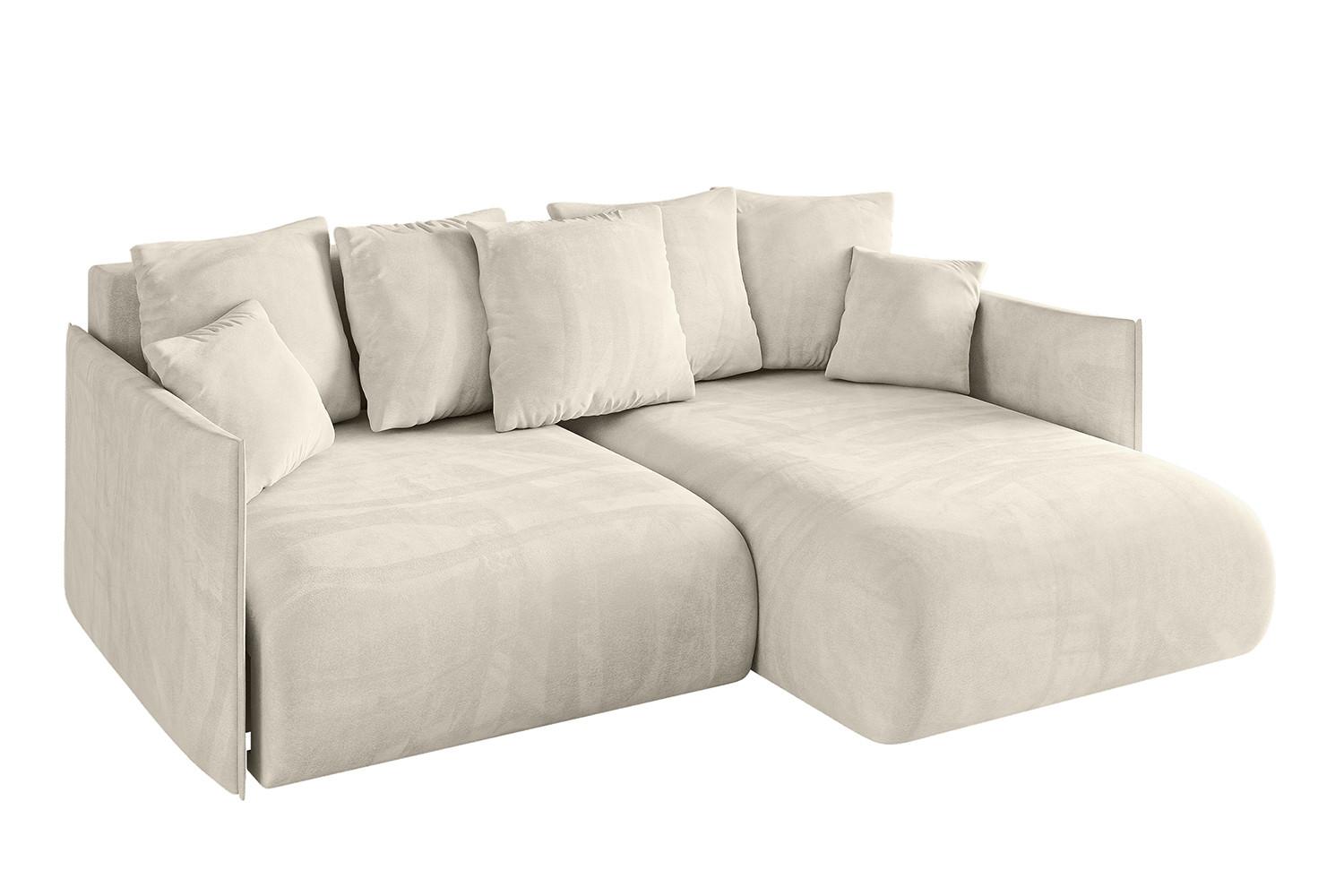 ECKSOFA Ottomane rechts ONESK-L 216x177x72 Ecru Velours - Ecru, Holzwerkstoff/Kunststoff (177/216cm) - ALTDECOR