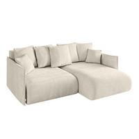 ECKSOFA Ottomane rechts ONESK-L 216x177x72 Ecru Velours - Ecru, Holzwerkstoff/Kunststoff (177/216cm) - ALTDECOR