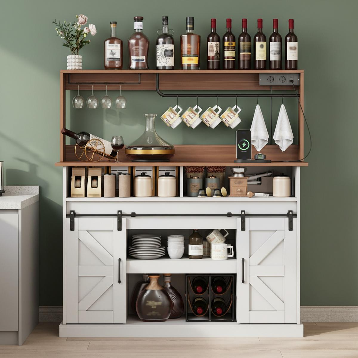 HIGHBOARD 120 cm in Weiß & Natur - Weiß, Holzwerkstoff (120/130/40cm) - Urban Meuble