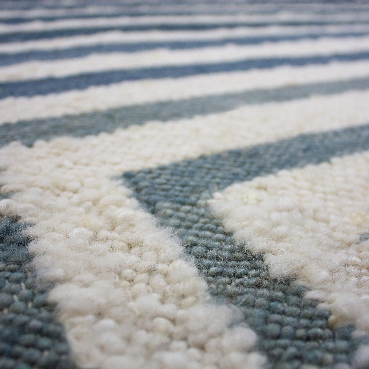 WOLLTEPPICH handgewebt FROND, geometrisch, Blau, 200 x 300 cm - Blau, Textil (300/200cm) - KADIMA DESIGN