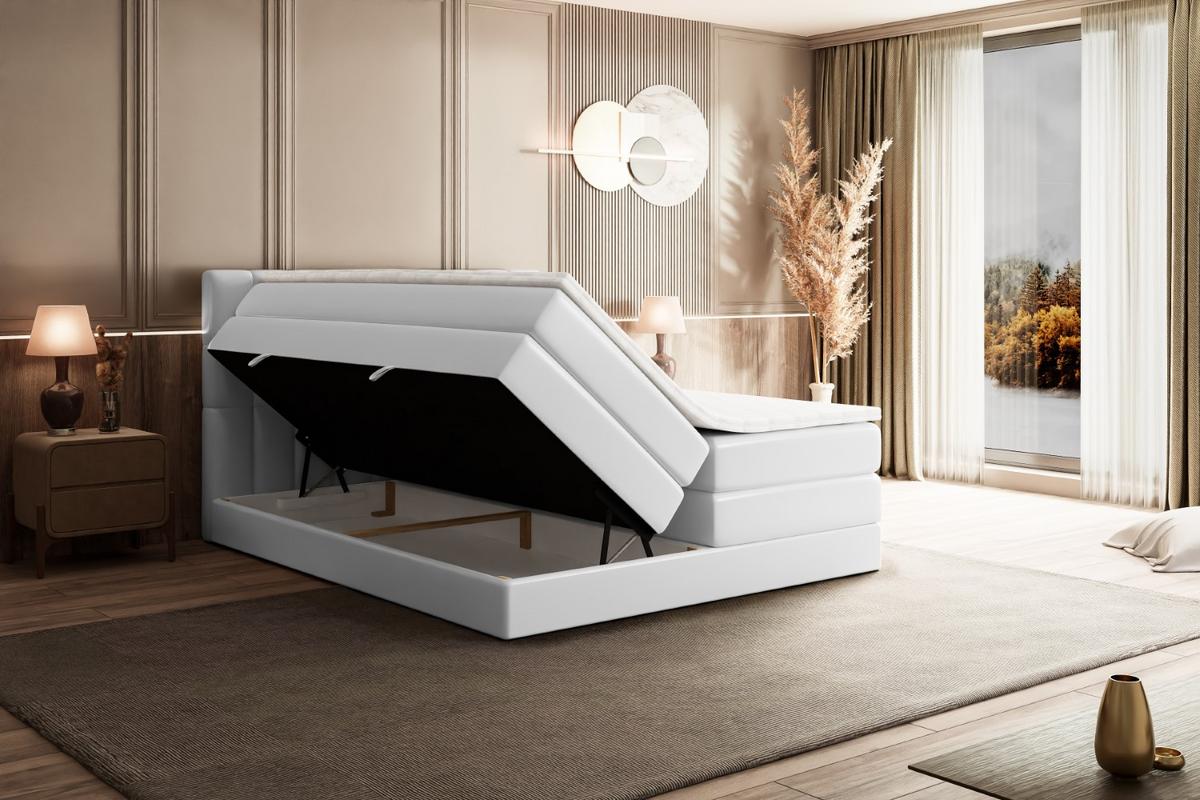 BOXSPRINGBETT MIAMI KING - 180x200 - H3/H4 - Weiß Hochglanz - Weiß Hochglanz, Holzwerkstoff (180/200cm) - ALTDECOR