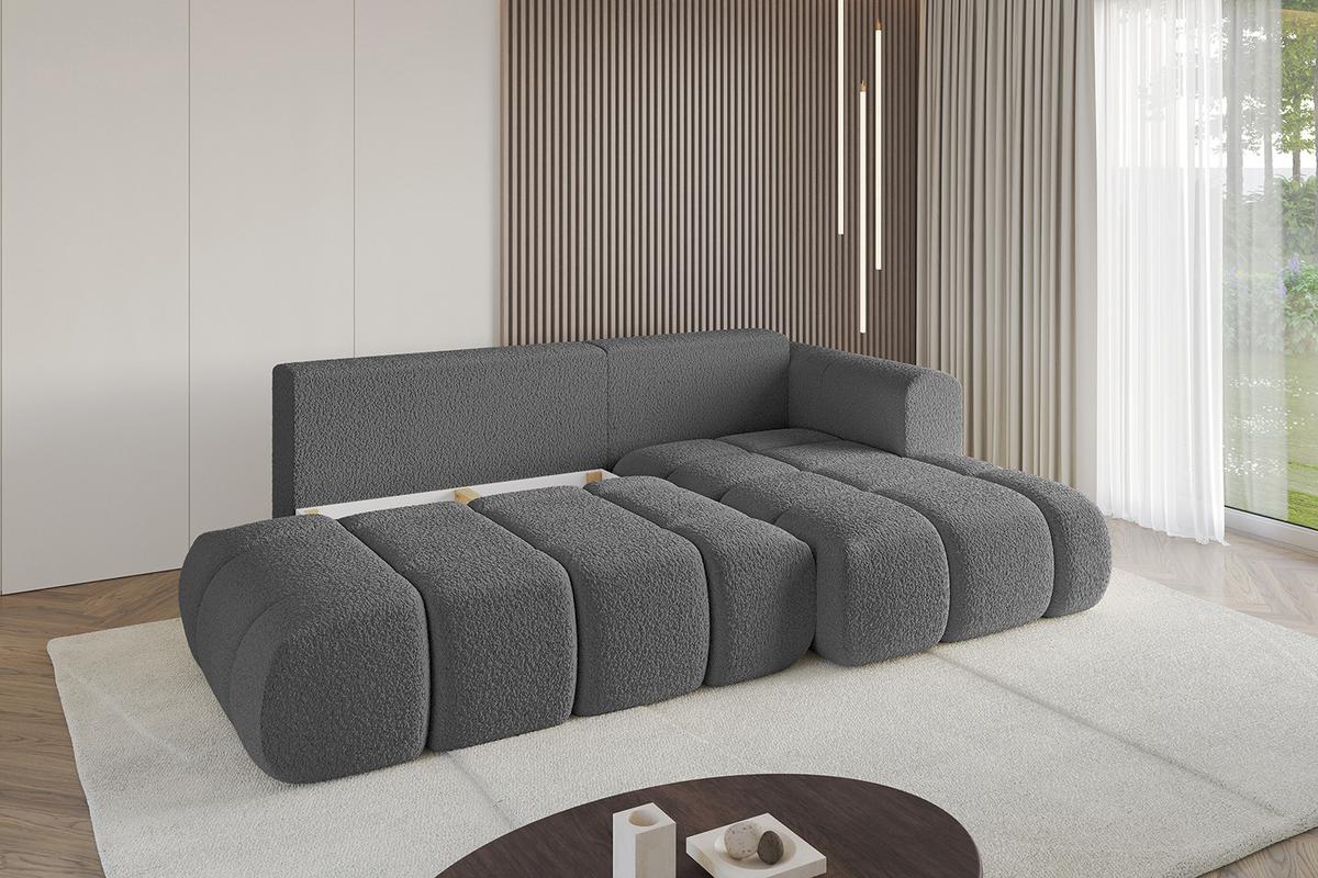 ECKSOFA Ottomane Rechts CLOUD-L 280x185x90 Grau Bouclé - Grau, Holzwerkstoff/Kunststoff (185/280cm) - ALTDECOR