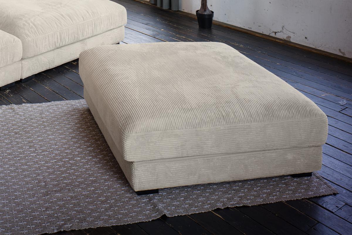 BIG SOFA-SET 7-TLG MADELINE Cremeweiß Cord - Creme/Schwarz, Kunststoff/Textil (290/85/170cm) - KAWOLA