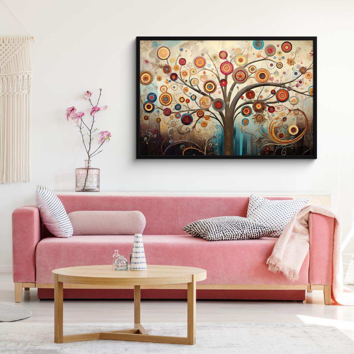POSTER MIT RAHMENGERAHMTES BILD Baum - Baum des Lebens - Farbe 120x80 cm - Braun, Papier (120/80cm) - MuchoWow