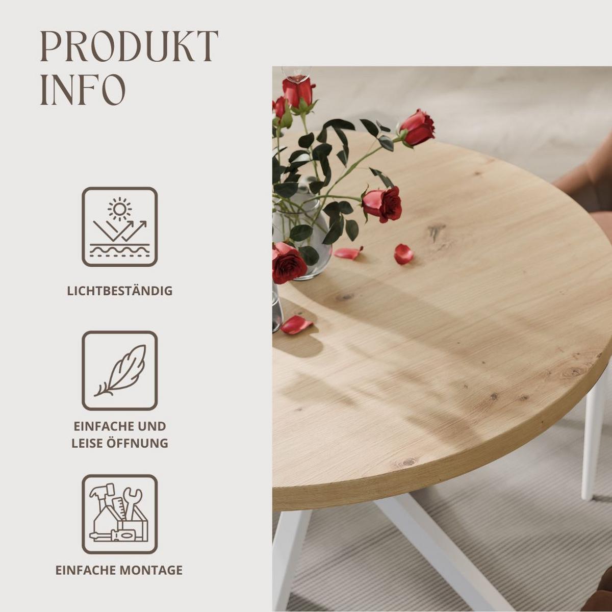 AUSZIEHTISCH MILTON 120-196/76 cm mit Metallgestell, Weiß / Artisan-Eiche - Eiche Artisan/Weiß, Holzwerkstoff/Metall (120/120/76cm) - Idohome