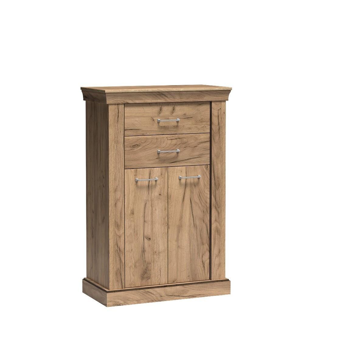 KOMMODE DESIO 82/127/42cm mit 2 Schubladen 2 Türen Eichefarben - Eichefarben, Holzwerkstoff (82/127/42cm) - MASSENO