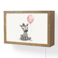 WANDLEUCHTE Zebra - Baby - Tiere - Rosa Luftballon 30x20 cm - Weiß, Holzwerkstoff (30/20/8cm) - OnlyWow