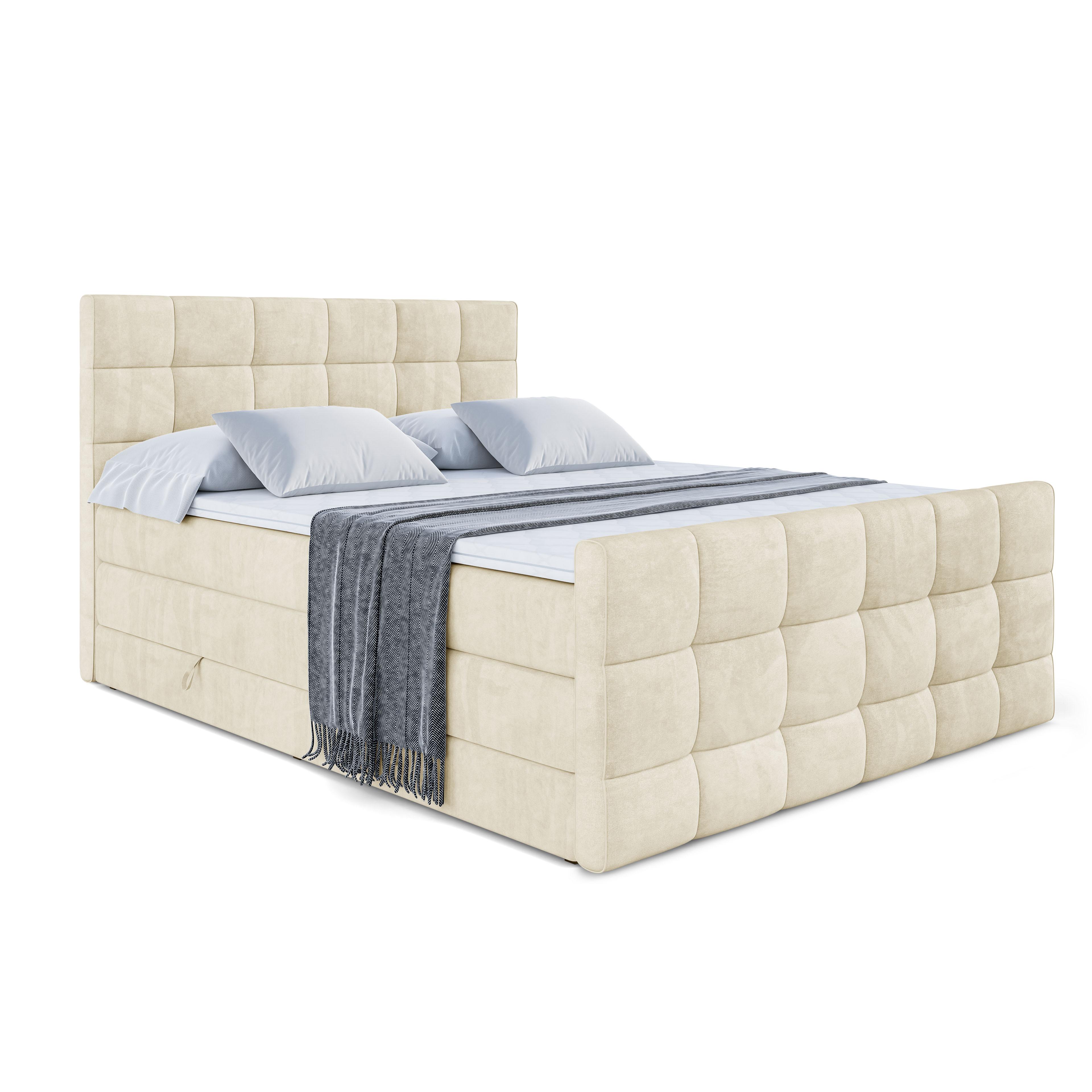 BOXSPRINGBETT APO-Z KING - 140 x 200 - H3/H4 - Beige - Beige, Holzwerkstoff (140/200cm) - ALTDECOR