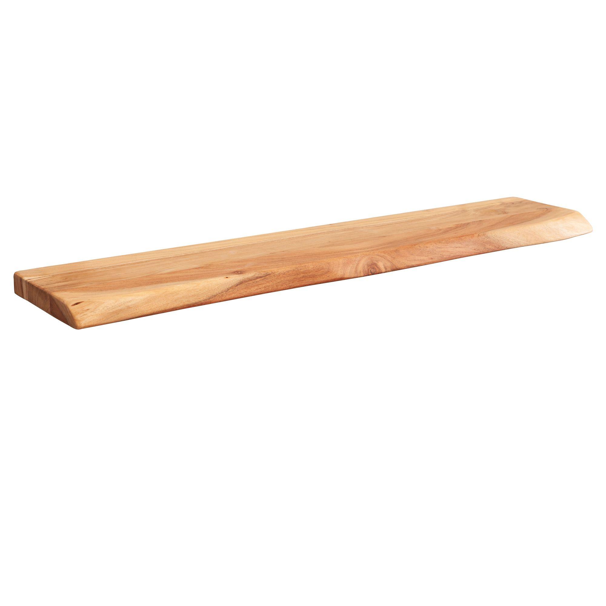 WANDREGAL Massivholz Baumkante Landhausstil, Akazie 115x25x4 cm - Beige, Holz (115/4/25cm) - KADIMA DESIGN
