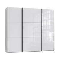 SCHWEBETÜRENSCHRANK 3-türig B250/H216/T65 cm in Weiß mit Glasfront, Kleiderschrank inkl. Vollausstattung / 22030 - Eichefarben/Weiß, Holzwerkstoff/Metall (250/216/65cm) - luma-home