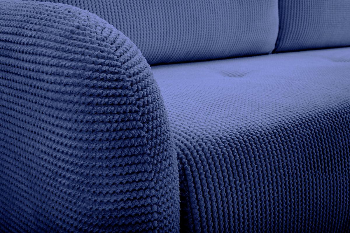 BETTSOFA VIVO Blau Geflochtener Stoff mit Schlaffunktion - Blau, Holz (230/95/102cm) - MASSENO