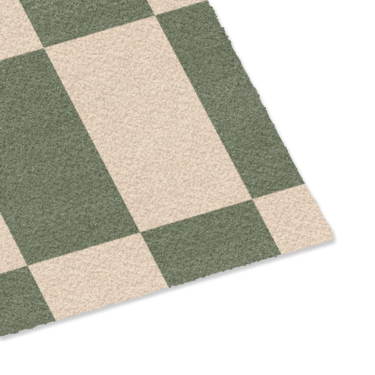 FUSSMATTE Schachbrettmuster - Grün - Beige - Blöcke Flurteppich 60x40 cm - Olivgrün, Kunststoff (60/0.4cm) - MuchoWow