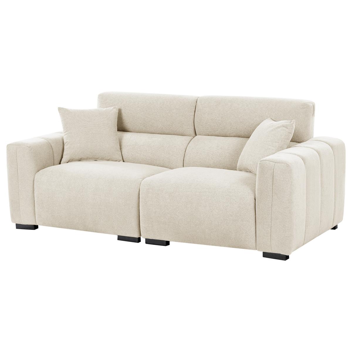 3-SITZER-SOFA Stoff Hellbeige Fauskan - Beige, Textil (203/84/96cm) - Beliani