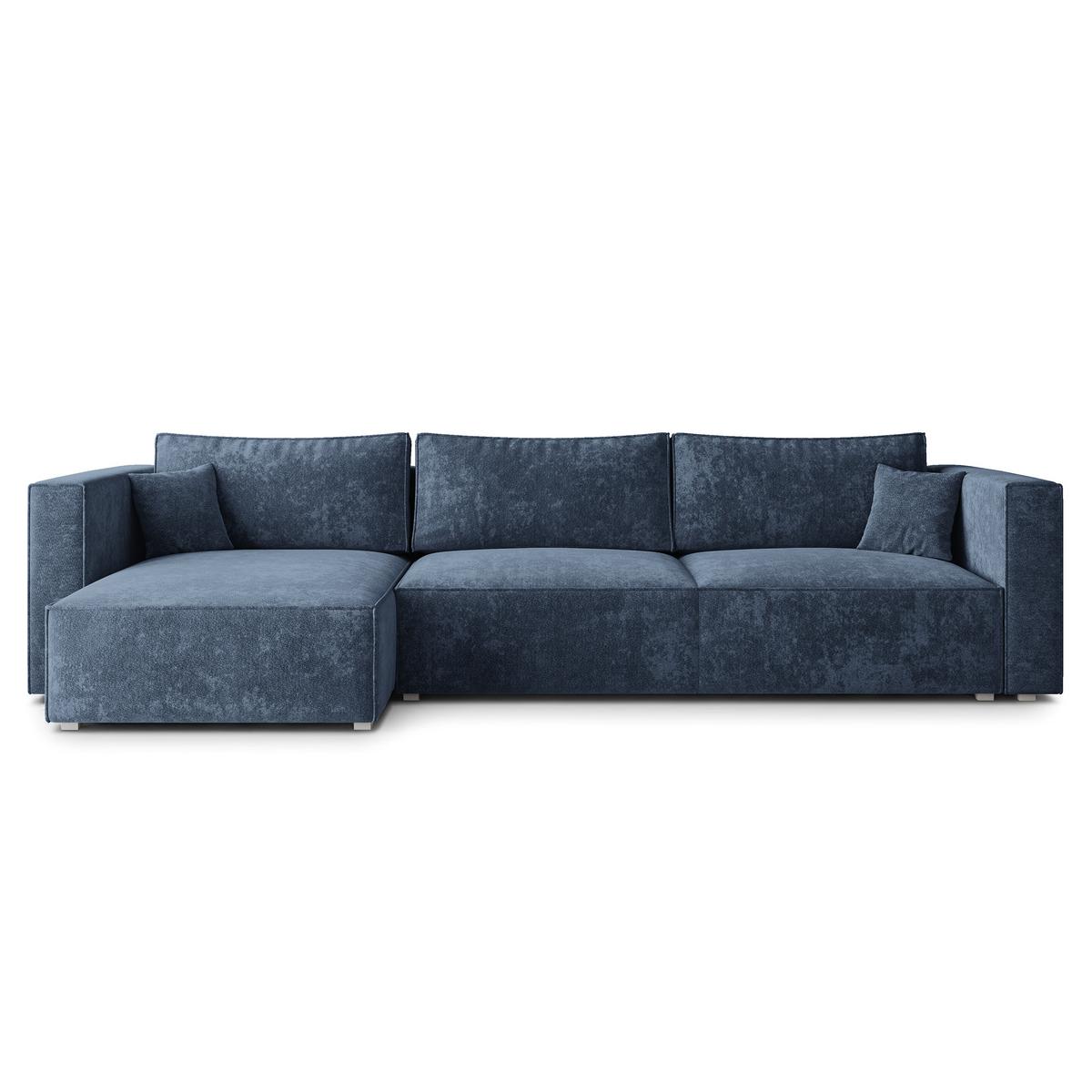 ECKSOFA TOLMO LM Blau Chenille mit Schlaffunktion - Blau, Holzwerkstoff/Textil (347/148cm) - MASSENO