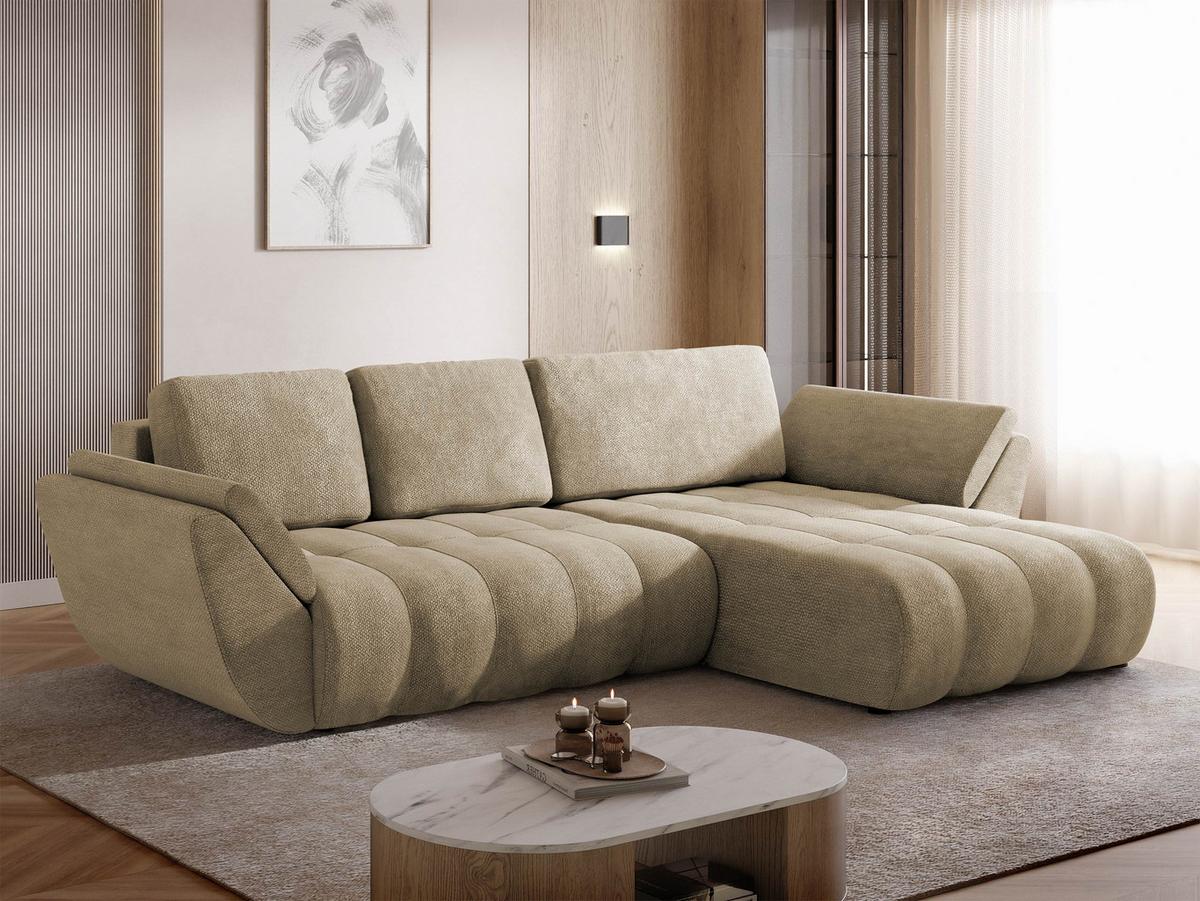 ECKSOFA Faro - Hellbraun/Schwarz, Holz/Kunststoff (283/195cm) - MIRJAN24