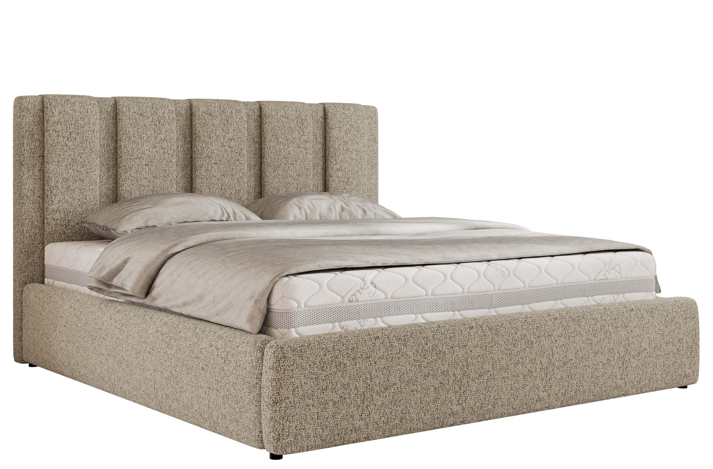 POLSTERBETT SAVINO CLASSIC 160/200 - Dunkelbeige Struktur - Schaum-Matratze - Bronzefarben, Textil (160/200cm) - MKS