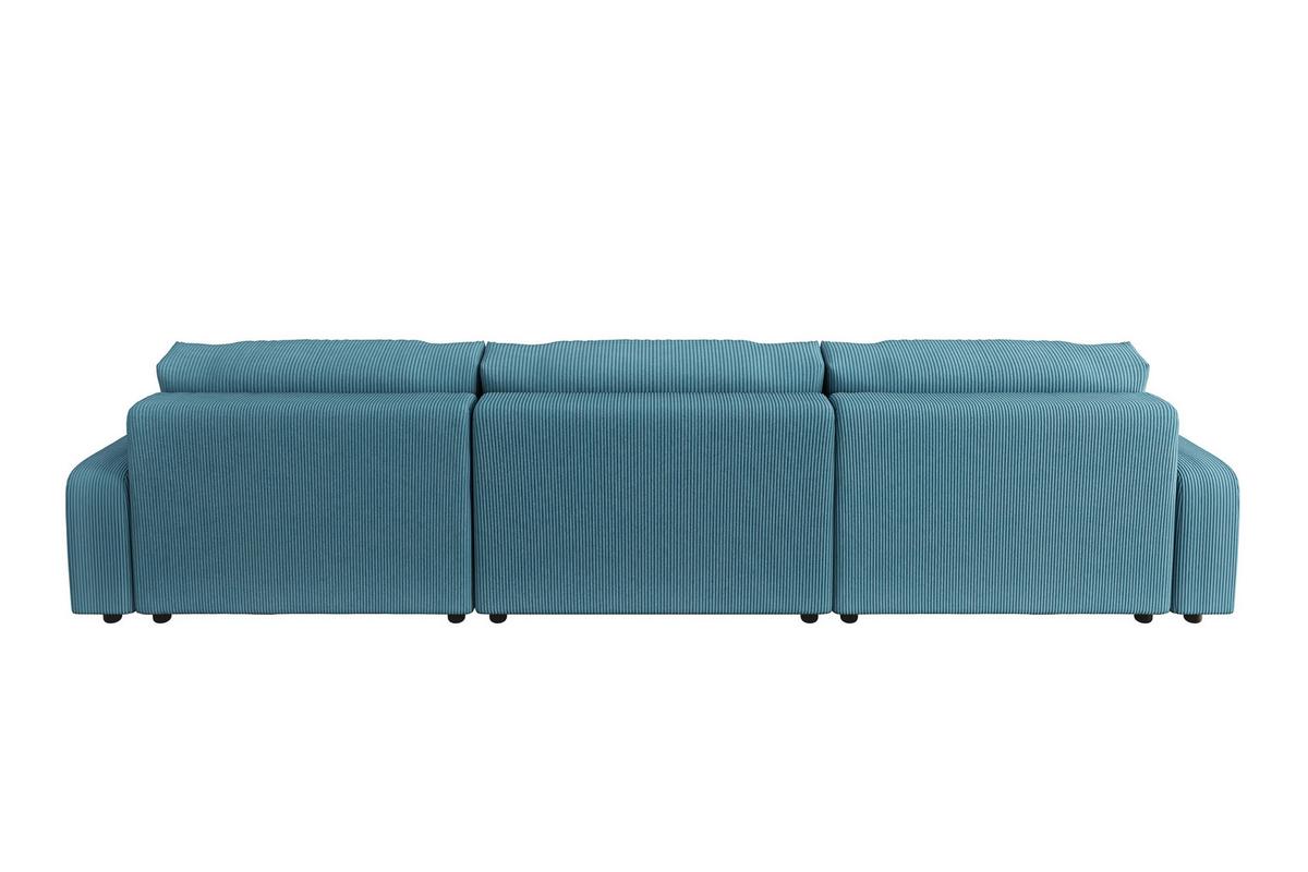 WOHNLANDSCHAFT Emma Türkis Cord - Türkis/Schwarz, Holz/Kunststoff (332/78/170cm) - S-Style Möbel