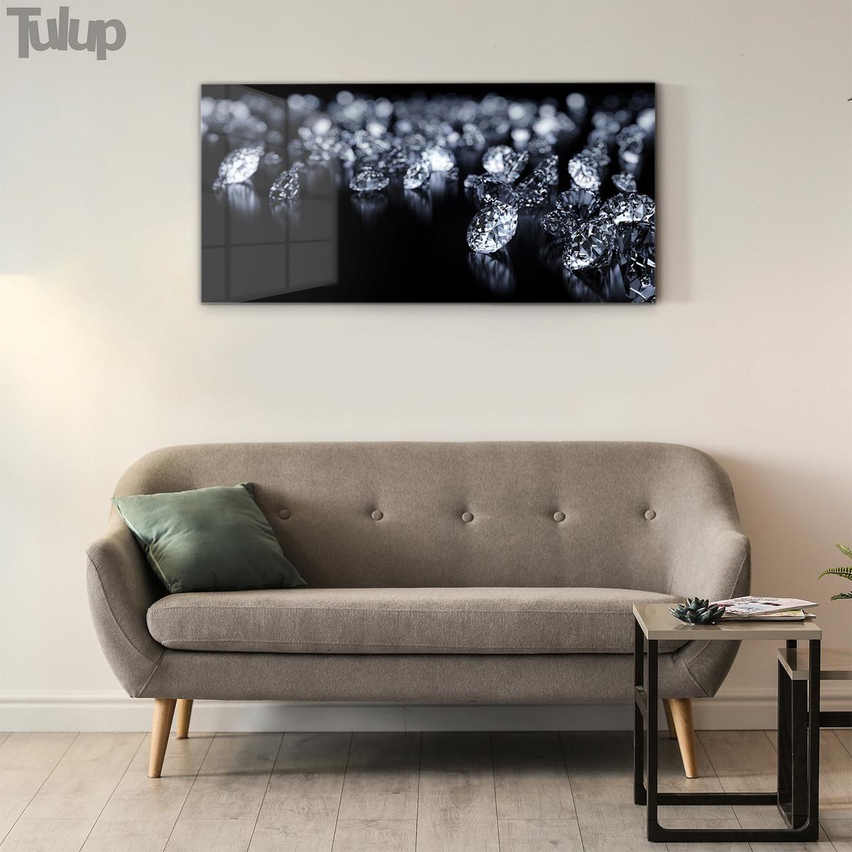 GLASBILD 140x70 cm Edelsteine - Schwarz, Glas (140/70cm) - TULUP