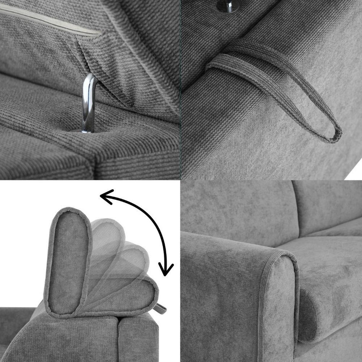 SCHLAFSOFA Pavarti mit italienischem Gestell, 140x195, Grau - Schwarz/Grau, Holzwerkstoff/Textil (194/88/100cm) - Beautysofa