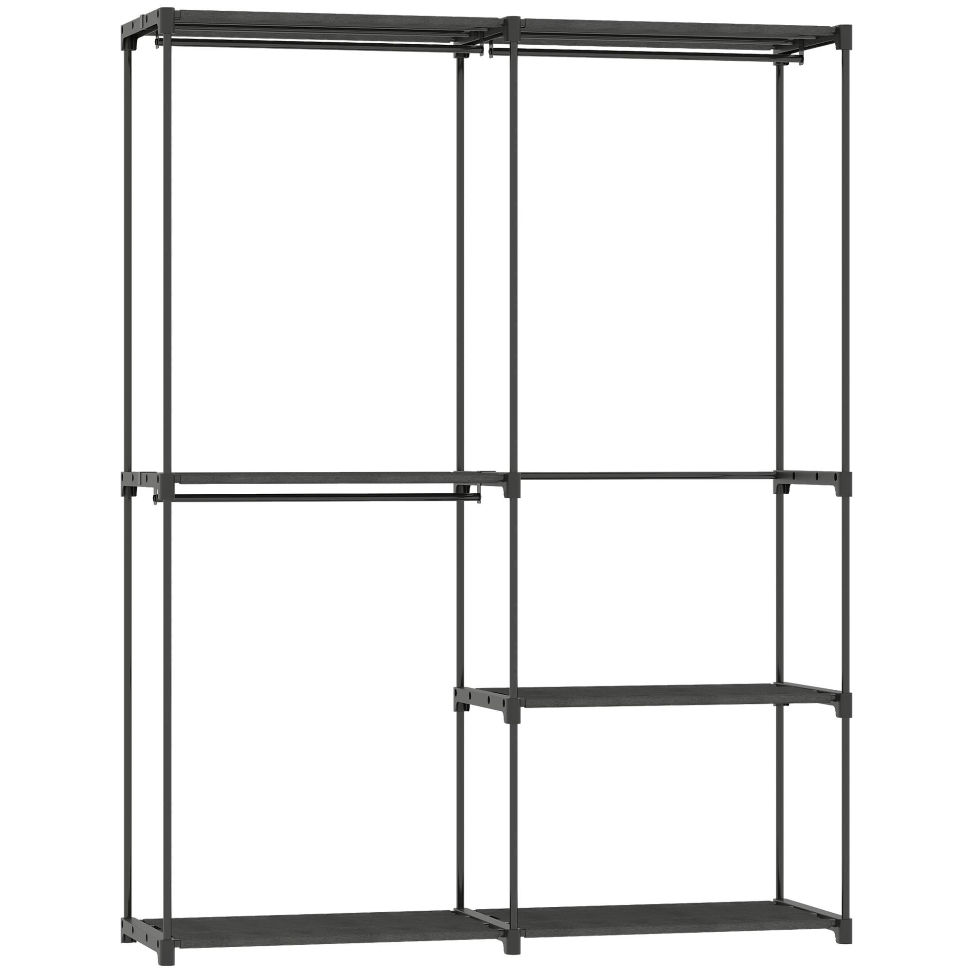 KLEIDERSCHRANK Vliesstoff Metall Schwarz - Schwarz, Metall (43/185/142cm) - HOMCOM