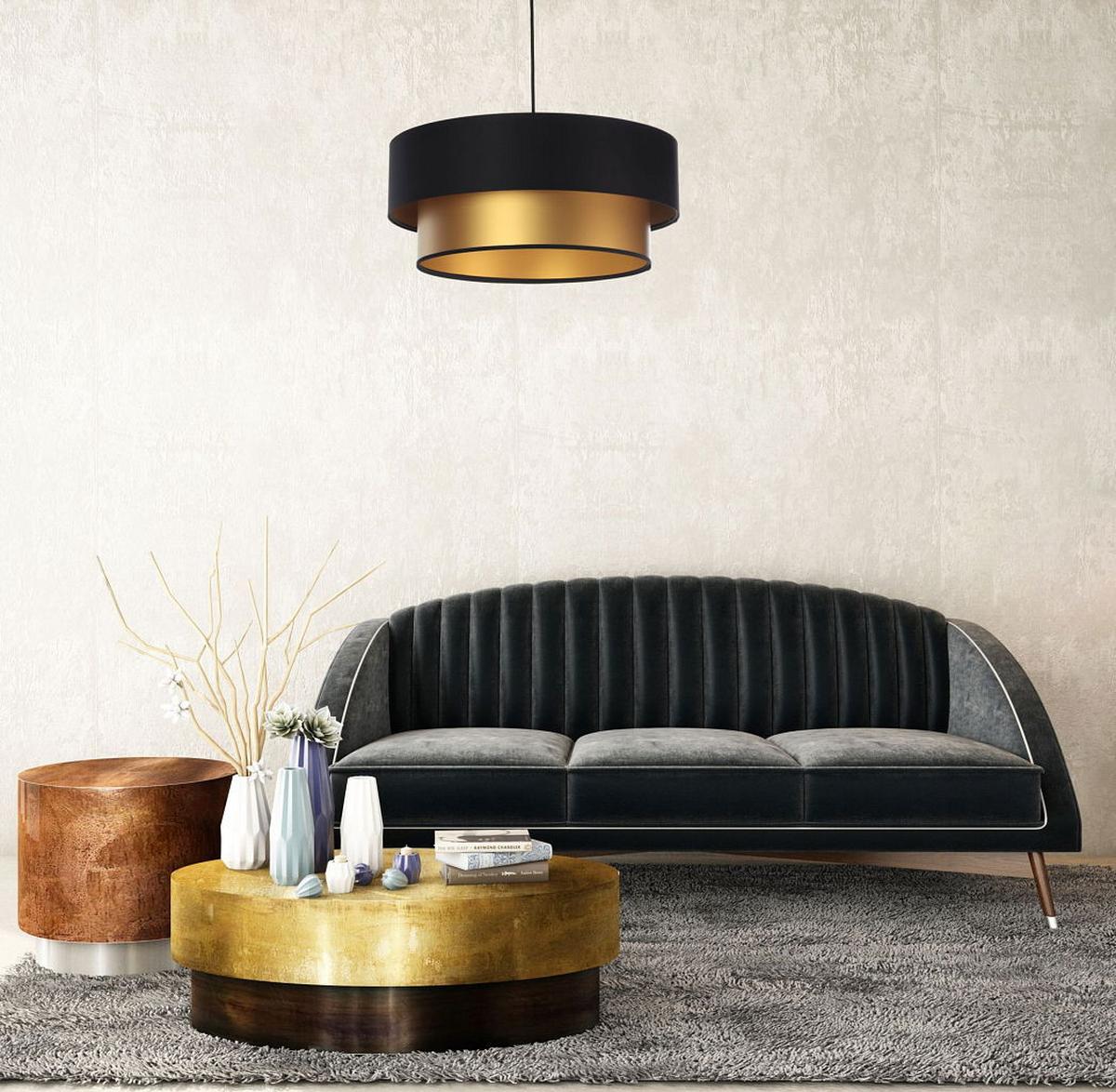 HÄNGELEUCHTE Gold 60/20 cm - Goldfarben/Schwarz, Kunststoff (60/1/20cm) - ONZENO