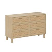 SIDEBOARD mit 6 Schubladen Rattan, 120/40/75cm - Buchefarben, Holzwerkstoff (120/75/40cm) - Urban Meuble