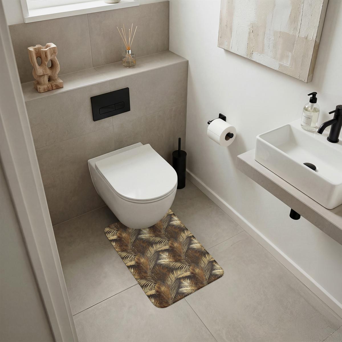 WC-VORLEGER Tropisch - Blätter - Gold WC Teppich 40x60 cm - Goldfarben, Textil (40/1cm) - OnlyWow