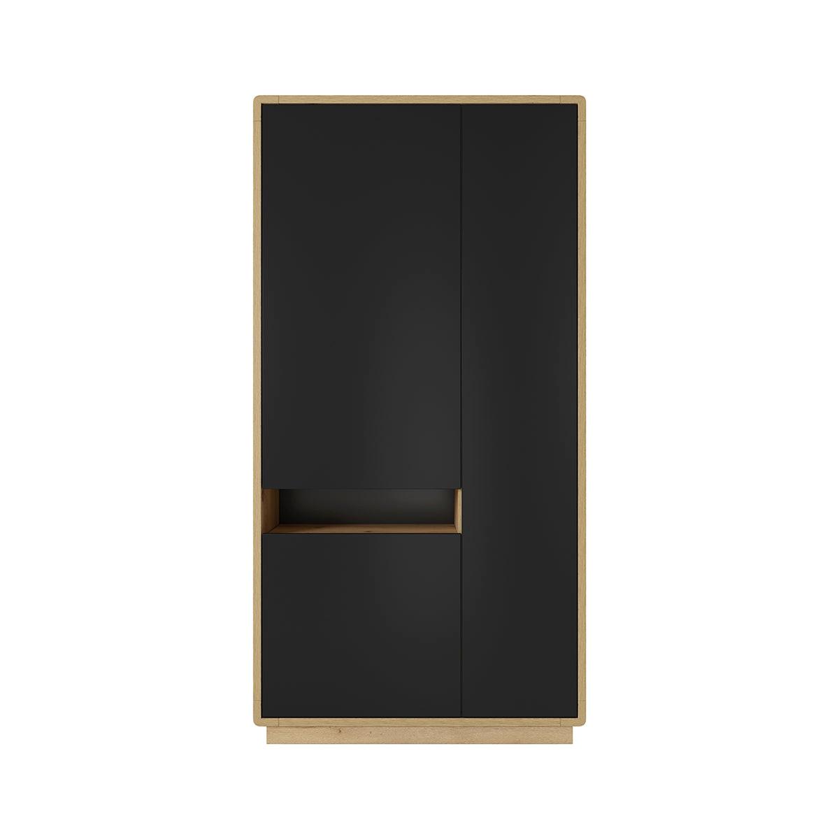 SCHRANK 3 Türen Raven Mattschwarz und Holz - Schwarz, Holzwerkstoff (92/181/40cm) - Petits-meubles