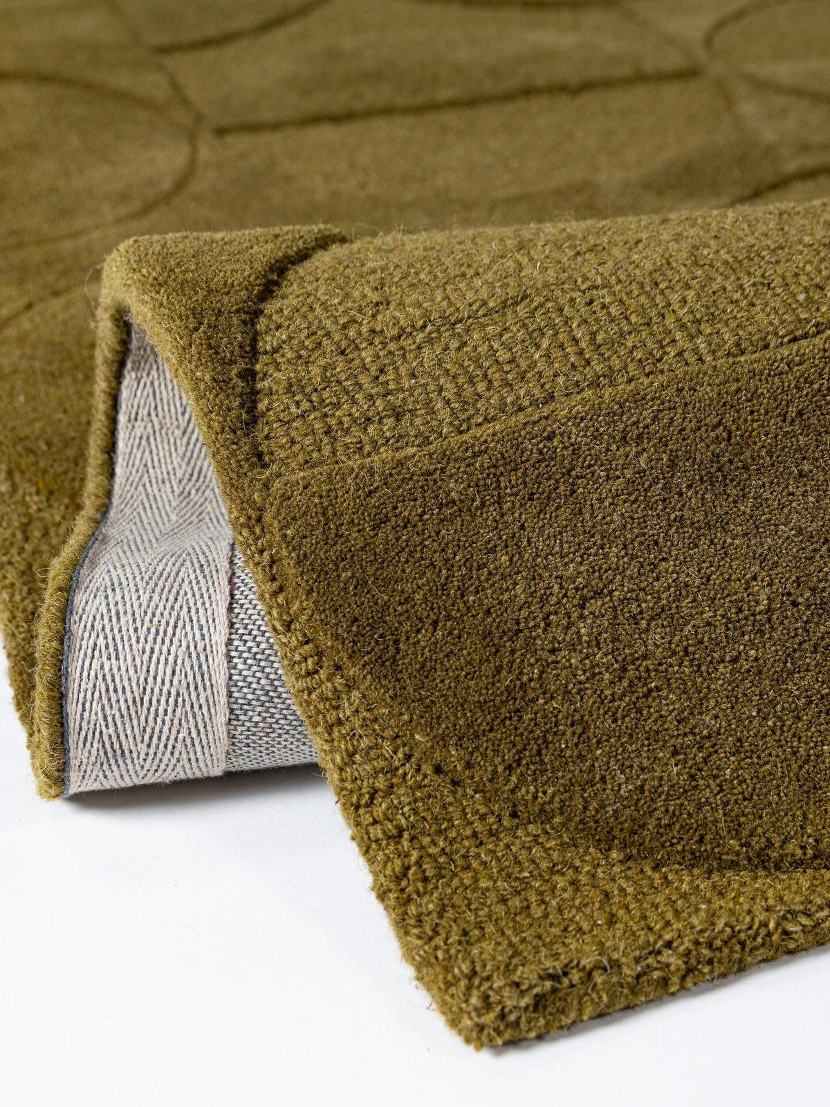 WOLLTEPPICH handgetuftet DEBEN, Kreis-Geometrie, Olivgrün, 160 x 230 cm - Grün, Textil (160/230cm) - KADIMA DESIGN