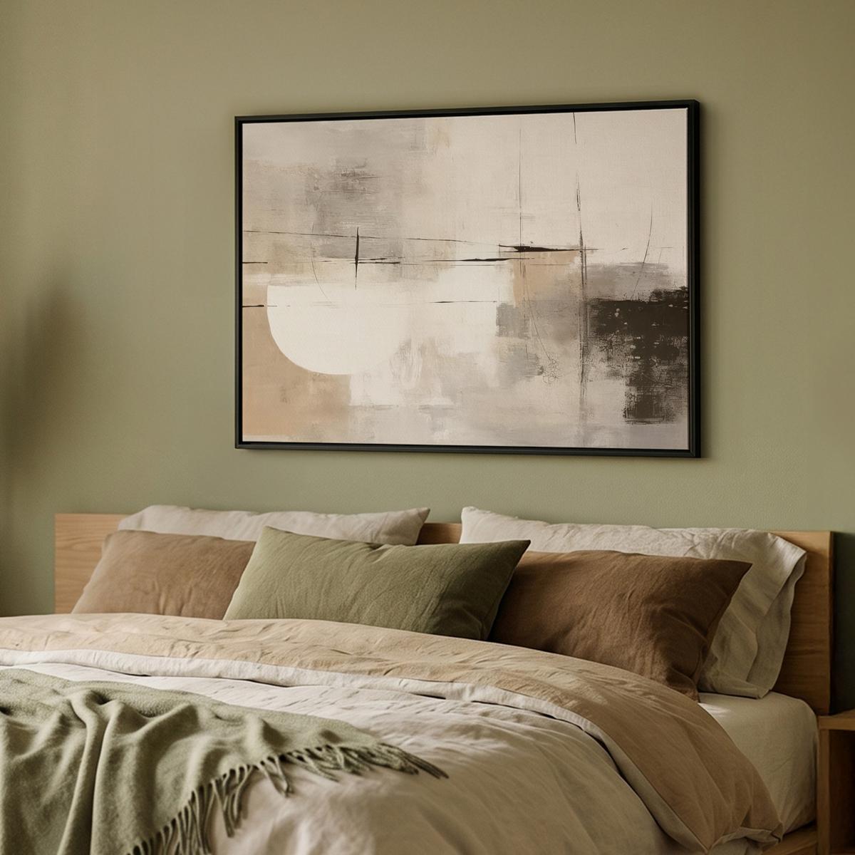 LEINWAND Bilder mit Rahmen - Abstrakt - Kunst - Grau - 100x70 - Hellgrau, Textil (100/70cm) - MuchoWow