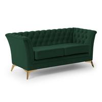 CHESTERFIELD-SOFA 2-sitzer Whitby Flaschengrün Samt mit goldenen Füßen - Dunkelgrün/Goldfarben, Holz/Textil (175/78/82cm) - S-Style Möbel